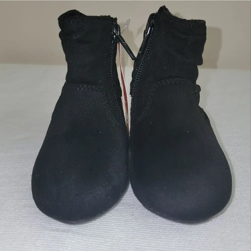 New Wonder Nation Black Side Zip Slouch Baby Girl Shimmer Boots Size 3 (3-6 mo)
